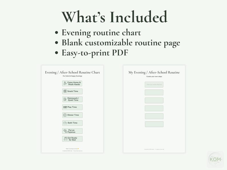 Evening & After-school Routine Chart for Kids | Printable Visual ...