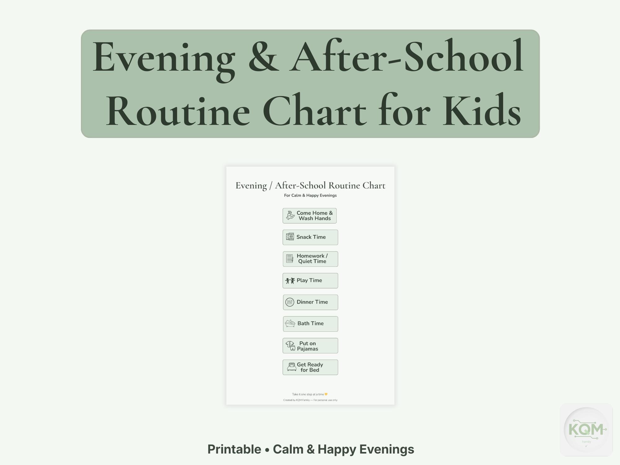 Evening & After-school Routine Chart for Kids | Printable Visual ...