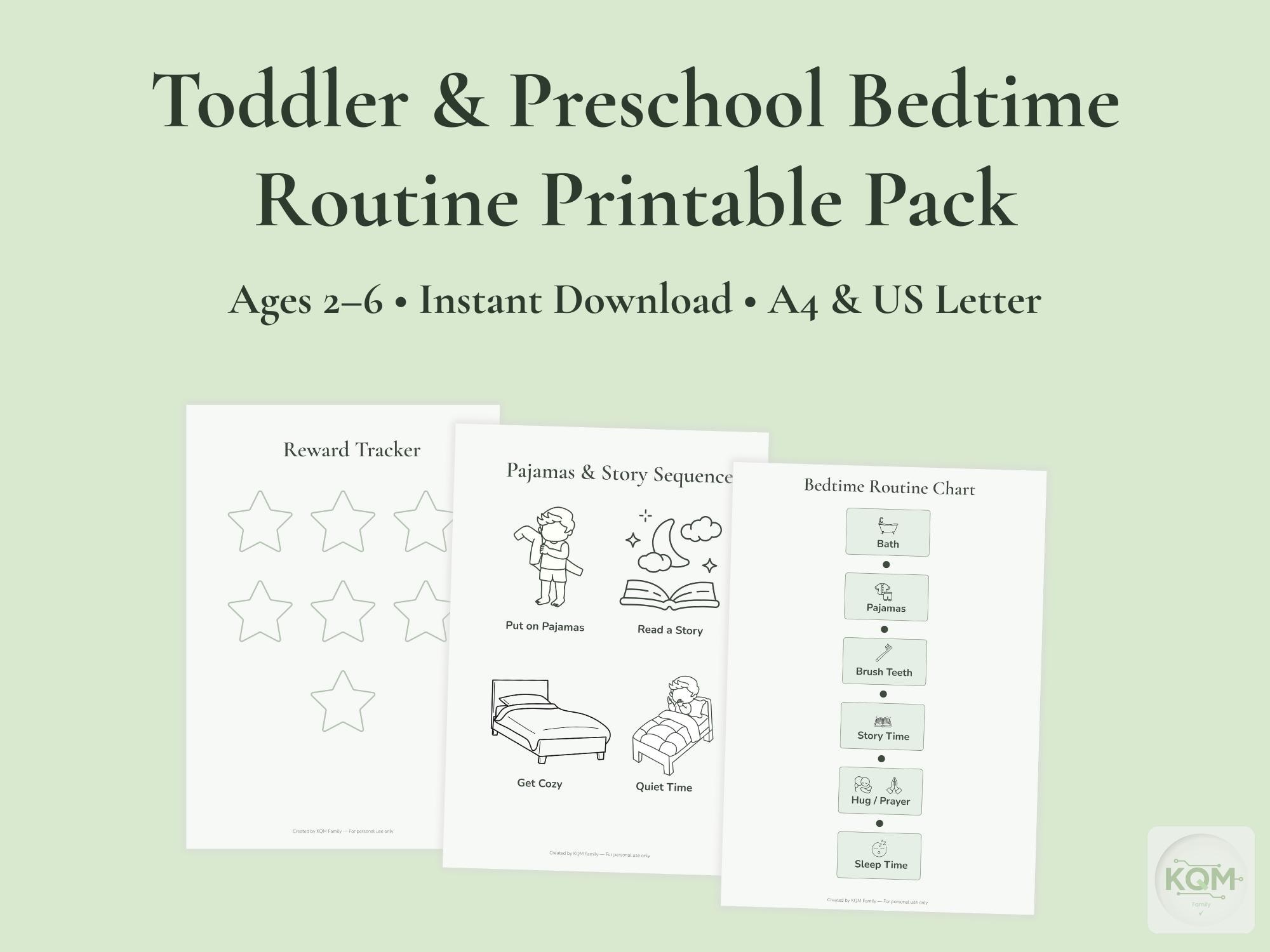 Toddler & Preschool Bedtime Routine Printable | Ages 2–6 | Calm Evening ...
