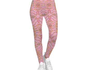 Baroque Chain Medallion Pink Leggings