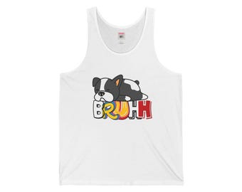 Camiseta sin mangas Cartoon Corgi BRUH – Camiseta ligera de algodón estilo urbano