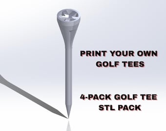 Golf Tee STL Bundle | 4 Durable 3D Printable Golf Tees | Digital Download