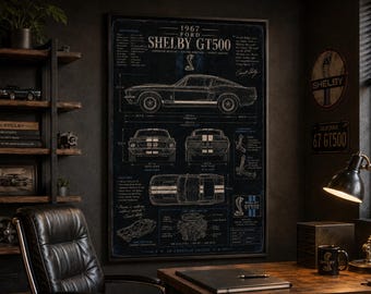 1967 Ford Shelby GT500 Blueprint Poster
