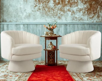 Boucle Accent Chair Modern Curved Lounge Chair
