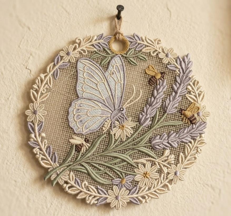 FSL Butterfly & Lavender Ornament Embroidery Design, Free Standing Lace ...