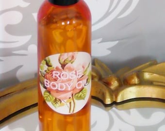 Rose Body Oil in Organic Almond Oil Oil All Natural Formula Great For Your Skin Upscale Spa Boutique Romantic Gift