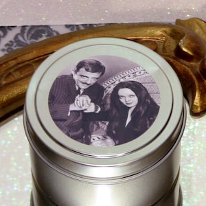 Morticia and Gomez Addams Soy Candle Halloween Decor Haunted House Spooky Candles