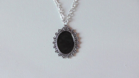 Morticia Addams Victorian Black Mirror Scrying Necklace | Etsy