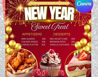 sweet treat, easy christmas desserts,valentines day treats, holiday desserts, editable canva, canva,Canva, PDF (digital download)