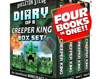 Libros de Minecraft para niños – Skeleton Steve: Diario de un Rey Creeper (Cuatrilogía) / Libro de capítulos (8-13 años) / Póster adicional