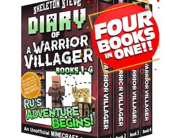 Libros de Minecraft para niños – Skeleton Steve: Diario de un aldeano guerrero (La aventura de Ru comienza en los 1-4 años) / Libro de capítulos (8-13 años) / Póster adicional