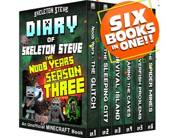 Libros de Minecraft para niños – Skeleton Steve: The Noob Years Temporada 3 (Ómnibus) / Libro de capítulos (de 8 a 13 años) / Póster adicional