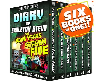 Libros de Minecraft para niños – Skeleton Steve: The Noob Years Temporada 5 (Ómnibus) / Libro de capítulos (8-13 años) / Póster adicional