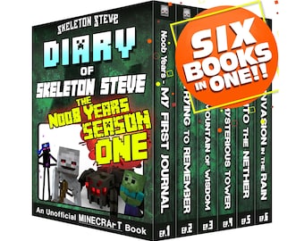 Libros de Minecraft para niños – Skeleton Steve: The Noob Years Temporada 1 (Ómnibus) / Libro de capítulos (de 8 a 13 años) / Póster adicional