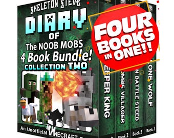 Libros de Minecraft para niños – Skeleton Steve: Colección de muestra de Noob Mobs 2 / Libro de capítulos (8-13 años) / Póster adicional