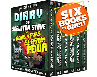 Libros de Minecraft para niños – Skeleton Steve: The Noob Years Temporada 4 (Ómnibus) / Libro de capítulos (de 8 a 13 años) / Póster adicional