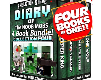 Libros de Minecraft para niños – Skeleton Steve: Colección de muestra de Noob Mobs 4 / Libro de capítulos (8-13 años) / Póster adicional