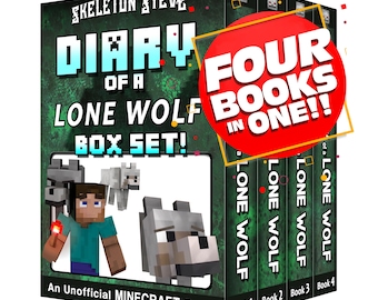 Libros de Minecraft para niños – Skeleton Steve: Diario de un lobo solitario de Minecraft (cuatrilogía) / Libro de capítulos (de 8 a 13 años) / Póster adicional