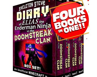 Libros de Minecraft para niños: Skeleton Steve: Enderman Ninja vs. el Clan Doomstreak (Cuatrilogía) / Libro de capítulos (8-13 años) / Póster adicional