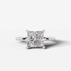 1-8 CT Princess Cut D-VVS1 Moissanite Diamond Solitaire Silver Ring,Lab Grown Diamond,Passes Diamond Tester, Timeless Ring ,Elegant Ring