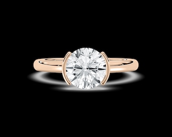0.50-5 CT Round Cut D-VVS1 Moissanite Engagement Solitaire Silver Ring,Gift Anniversary,Wedding Ring,Lab Grown Diamond,Passes Diamond Tester