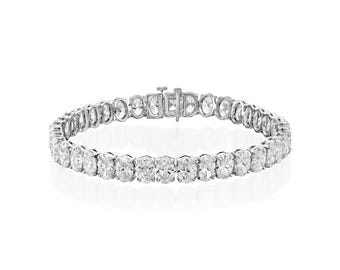 D Color VVS1 Oval Cut Moissanite Panacia Tennis Silver Bracelet Passes Diamond Tester,Bracelet Unisex Wedding,Lab Grown Diamond
