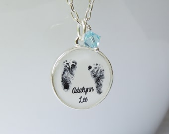 Personalized Baby Footprint Necklace, Mothers Necklace, Baby's Actual Footprint, Gift For Mom, Infant Loss, Loss Of A Baby Gift, Wife Gift