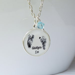 Personalized Baby Footprint Necklace, Mothers Necklace, Baby's Actual Footprint, Gift For Mom, Infant Loss, Loss Of A Baby Gift, Wife Gift image 1