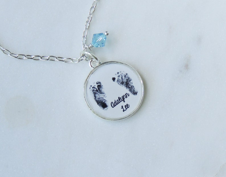 Personalized Baby Footprint Necklace, Mothers Necklace, Baby's Actual Footprint, Gift For Mom, Infant Loss, Loss Of A Baby Gift, Wife Gift image 2