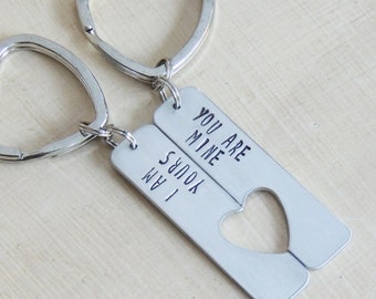 Couple Keychains, Anniversary Keychain, His And Hers Custom Keychain Set, Gift For Couple, Boyfriend Gift, Girlfriend Gift