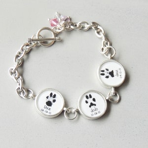 Pet Memorial Bracelet, Paw Print Jewelry, Pet Loss Gifts, Dog Remembrance, Cat Memorial Jewelry image 1