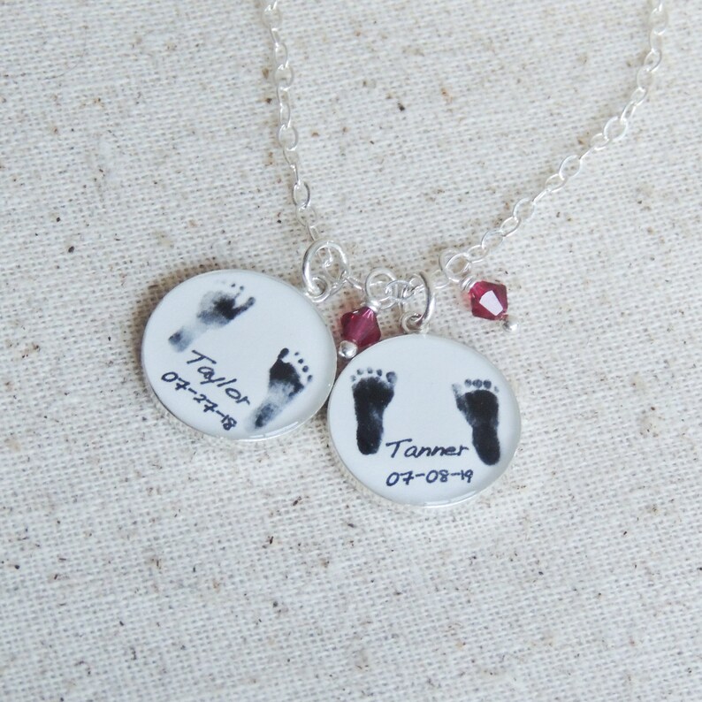 Baby Footprint Necklace Actual Footprint Jewelry New Mom Etsy
