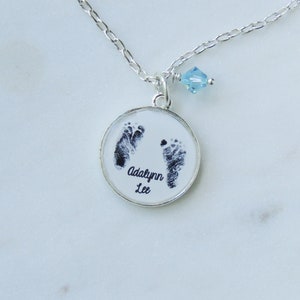 Personalized Baby Footprint Necklace, Mothers Necklace, Baby's Actual Footprint, Gift For Mom, Infant Loss, Loss Of A Baby Gift, Wife Gift image 3