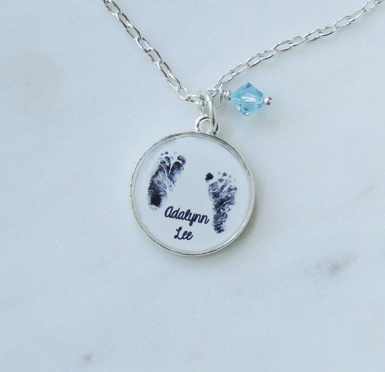 Personalized Baby Footprint Necklace, Mothers Necklace, Baby's Actual Footprint, Gift For Mom, Infant Loss, Loss Of A Baby Gift, Wife Gift image 3