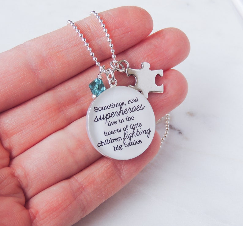 Inspirational Autism Necklace For Mom, Puzzle Piece Necklace, Encouragement Gift, Autism Awareness, Mothers Day Gift, Autism Mom Gifts image 1