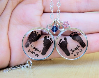 Baby Footprint Necklace - Mother's Necklace - Baby Footprints - Custom Mom Necklace - Mother's Day - Infant Loss - footprint jewelry