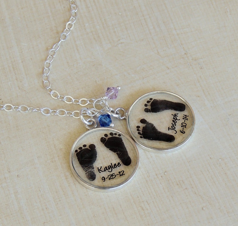 Baby Footprint Necklace Mother's Necklace Baby Etsy