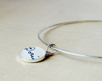 Handwriting Bracelet Handwriting Jewelry Sterling Silver Bangle Personalized Gift Sympathy Gift Memorial Jewelry