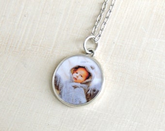 Personalized Photo Necklace, Custom Photo Jewelry, New Mom Necklace, New Grandma Gift, Memory Necklace