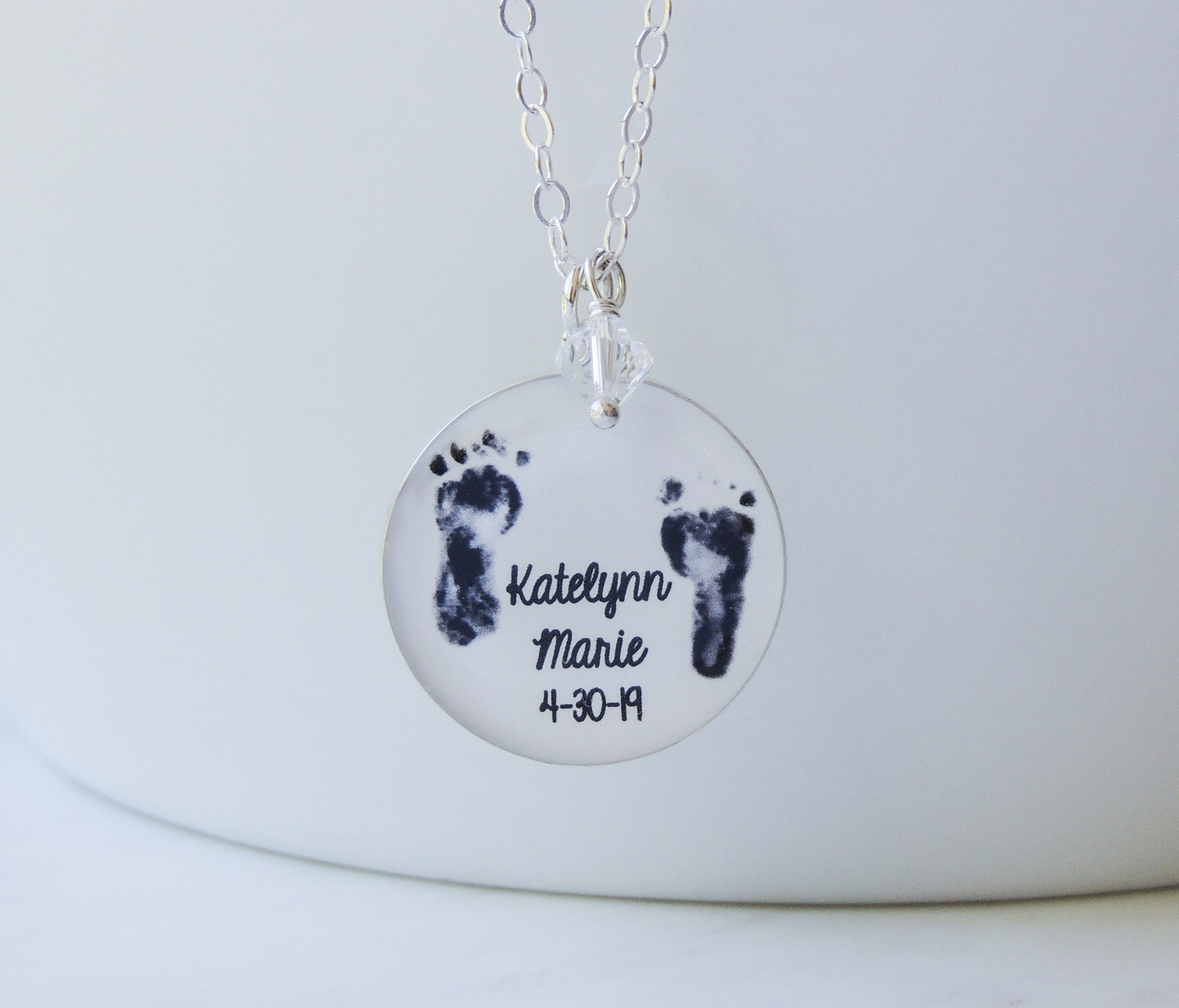 Baby Footprint Necklace Mothers Day Necklace Personalized Mothers
