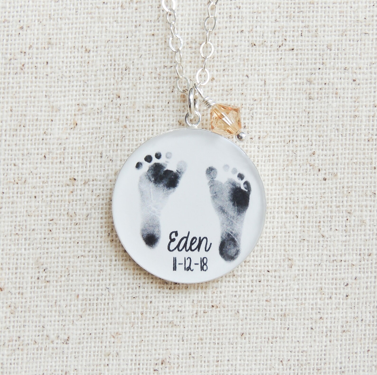 Baby Footprint Necklace Actual Footprint Jewelry New Mom Etsy