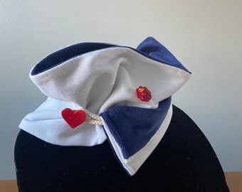 Super Soft Velour Scarf in Navy with Red Vintage Buttons