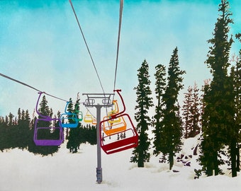 Rainbow Chairlift Colorful Winter Landscape