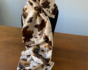 Cow Print Soft Scarf with Buttons