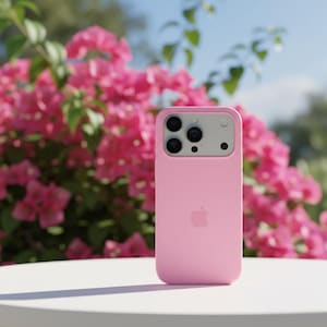 Minimalist Silicone Phone Case for iPhone 11–17 Series Light Pink
