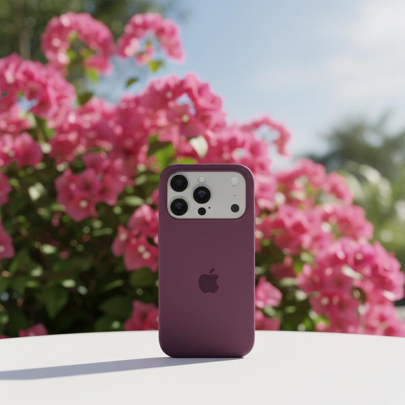 Minimalist Silicone Phone Case for iPhone 11–17 Series plum