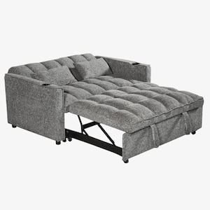 Konvertibel grå Aspire bäddsoffa, bäddsoffa för litet utrymme, modern 2-sits bäddsoffa, loveseat gästsäng för lägenhetsliv