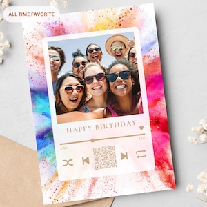 Personalisierte Geburtstagskarte mit Song & QR Code | Geburtstagsgeschenk kreativ, Geschenk Idee, Karte personalisiert mit Musik