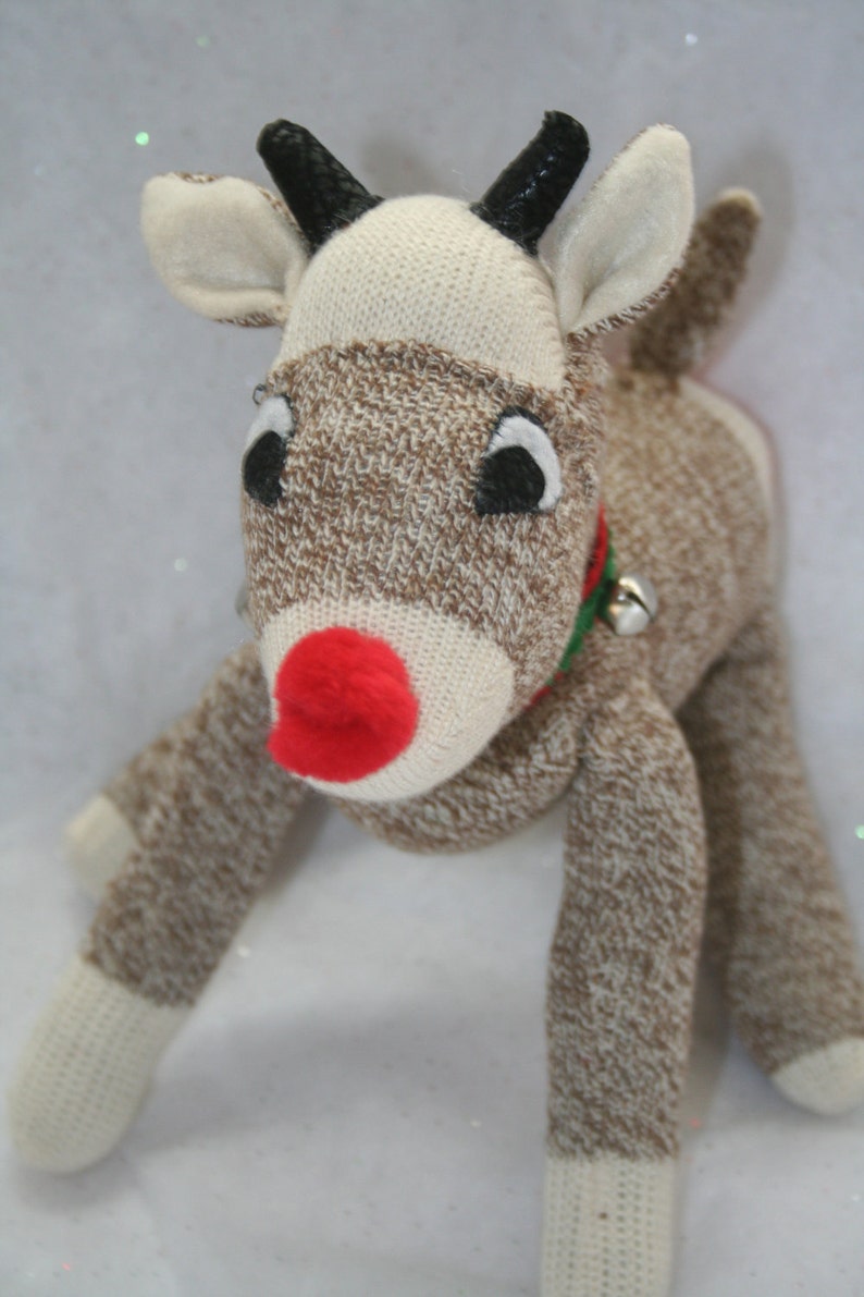 Handcrafted Sock Monkey Rudolph the red nosed Reindeer | Etsy