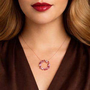 Ruby Diamond Gemstone Necklace | 925 Silver 10k 14k 18k 22k Gold Circle Pendant